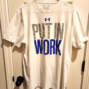 Mens Large White Under Armour Tee Shirt